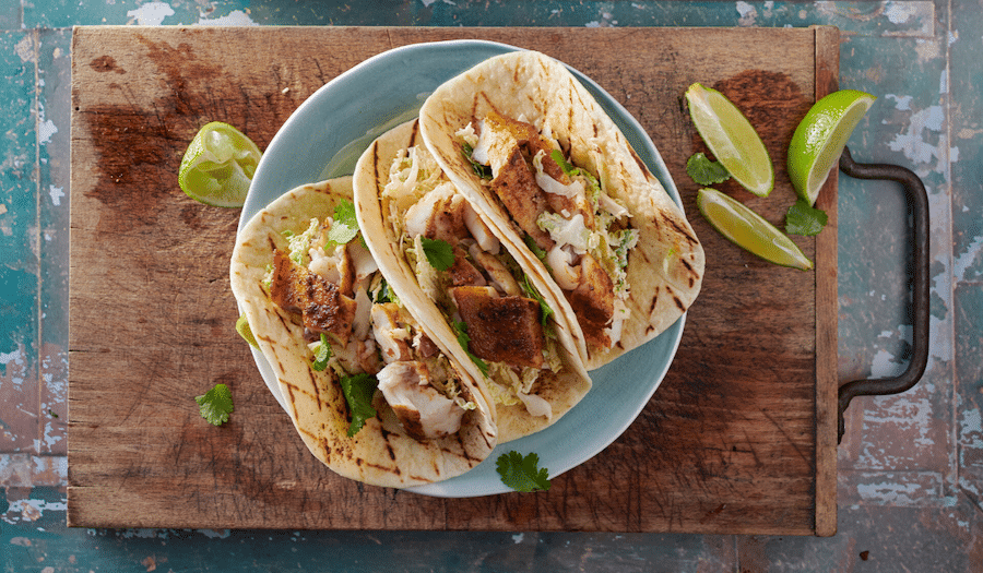 Tilapia Tacos With Creamy Cabbage Slaw