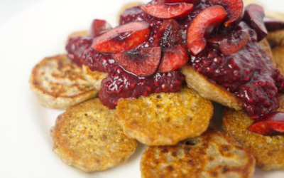 Sweet Cherry Mini Pancakes – Vegan + Whole Grain