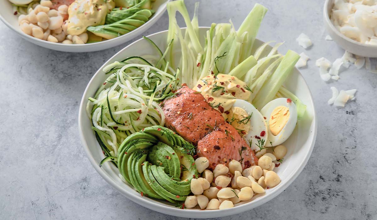 Try this recipe for a FiveSuperfood Salmon Brain Bowl