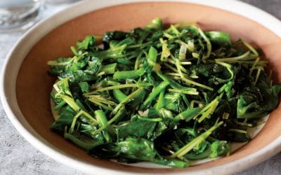 Ginger-Scallion Pea Shoots Recipe From The Vegetarian Chinese Soul Food Cookbook